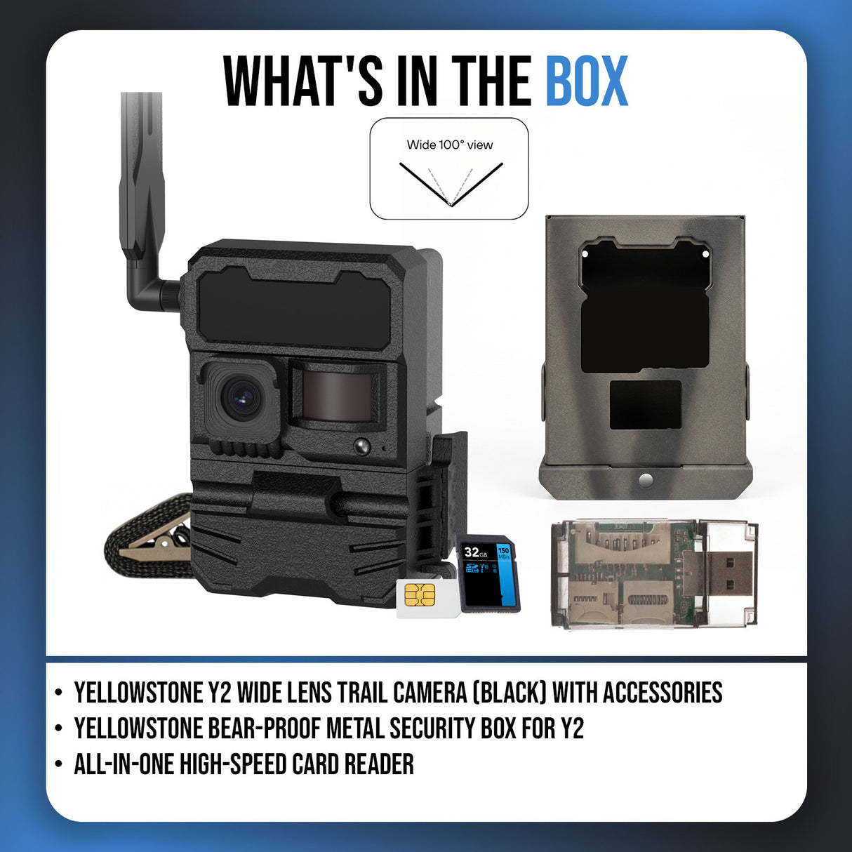 Yellowstone Y2 Black Wide Lens Trail Camera with Security Box and Accs