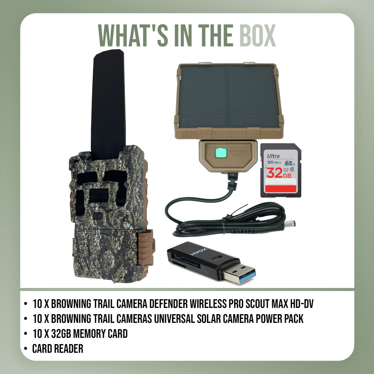 Browning Trail Camera Defender Wireless Pro Scout Max HD-DV (10-Pack) Bundle