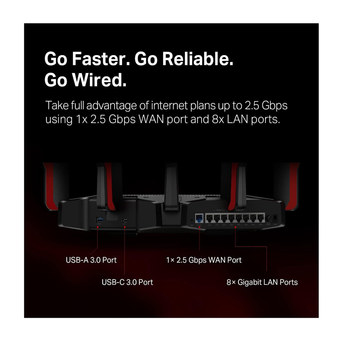 TP-Link Archer AX11000 Tri-Band Wi-Fi 6 Gaming Router (Black/Red) (Refurbished)