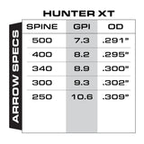 Gold Tip Hunter XT 300 Arrows with 2 Inch Raptor Vane (Pack of 6)