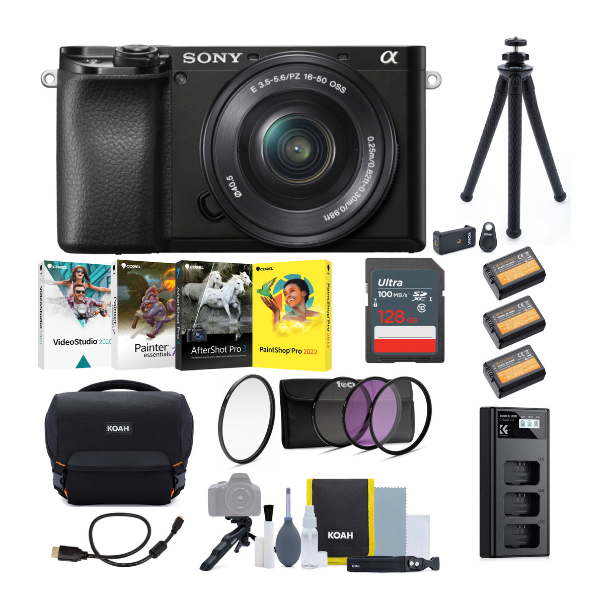 Sony Alpha a6100 APS-C Mirrorless Interchangeable-Lens Camera with 16-50mm Lens and Accessory Bundle
