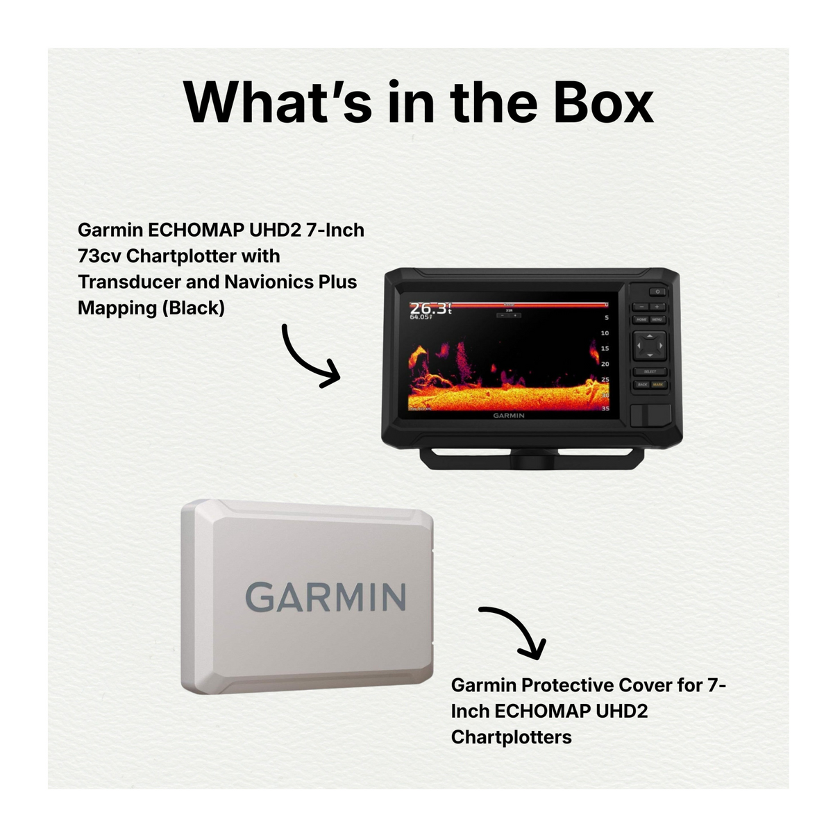 Garmin ECHOMAP UHD2 73CV Chartplotter/Fishfinder with Protective Cover Bundle