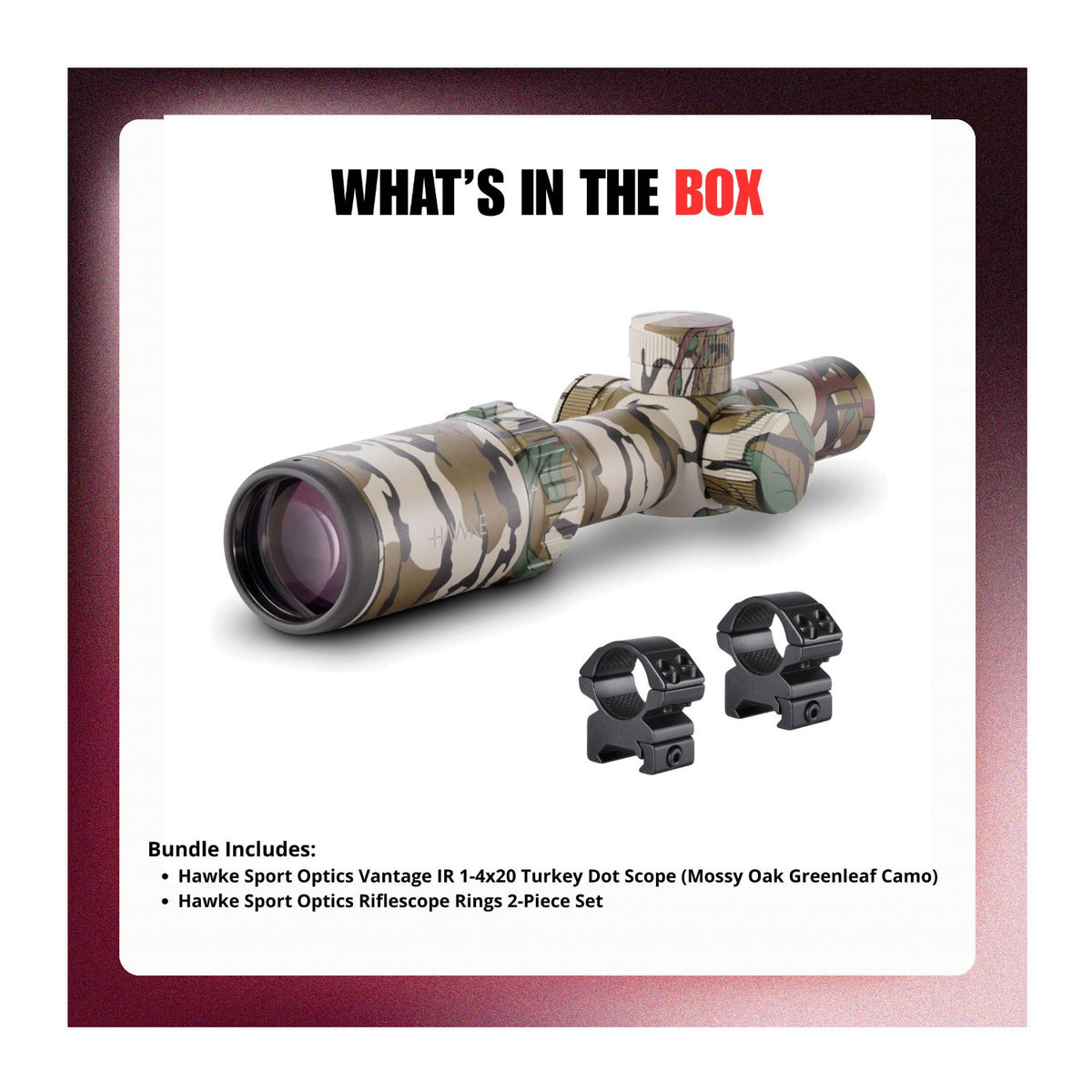Hawke Sport Optics Vantage IR 1-4x20 Turkey Dot Scope with Rings Bundle
