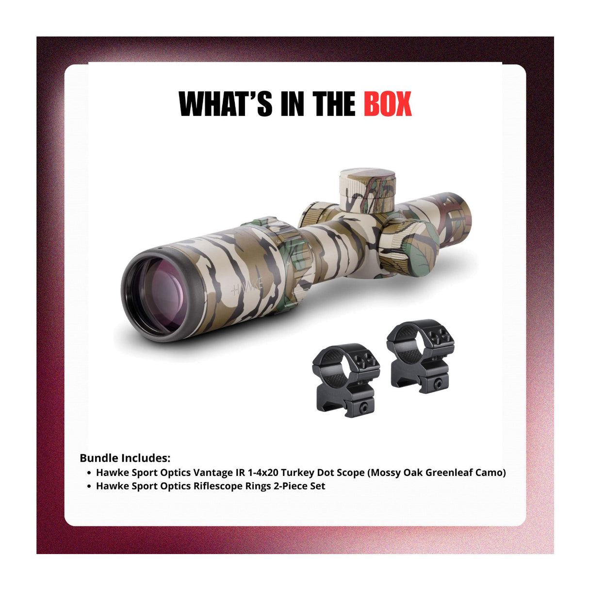 Hawke Sport Optics Vantage IR 1-4x20 Turkey Dot Scope with Rings Bundle