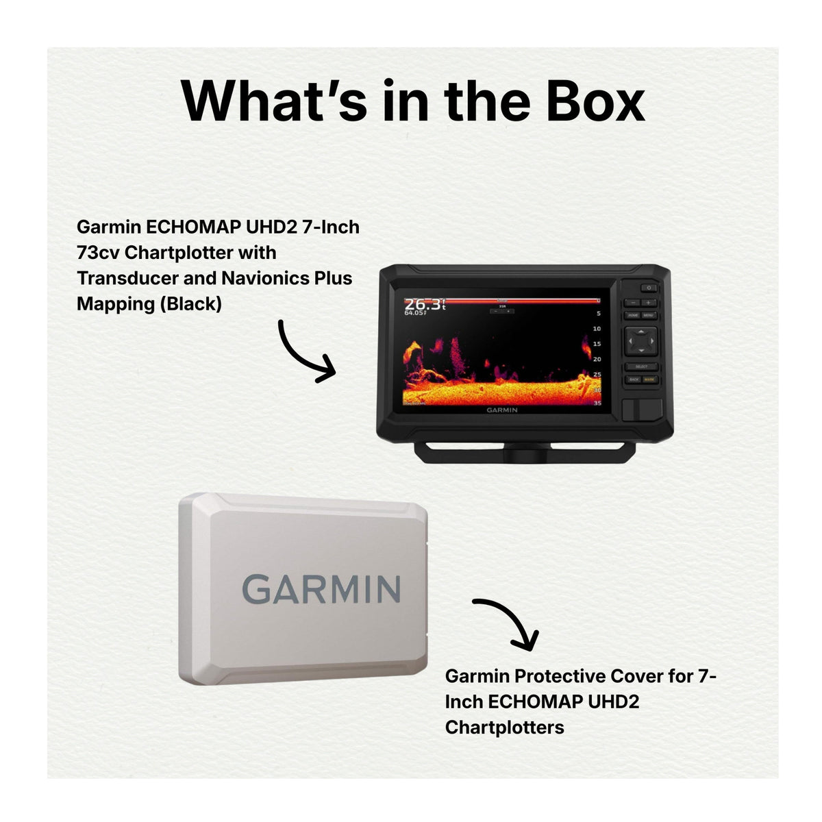Garmin ECHOMAP UHD2 73CV Chartplotter/Fishfinder with Protective Cover Bundle