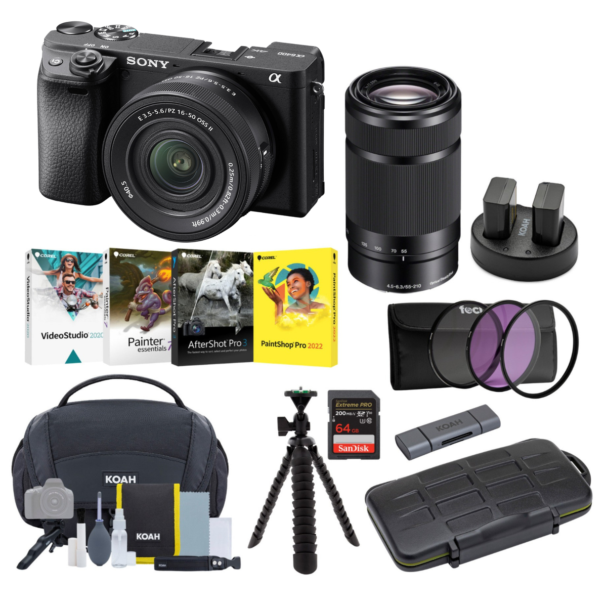 Sony a6400 Mirrorless Camera with 16-50mm and 55-210mm Lens Bundle