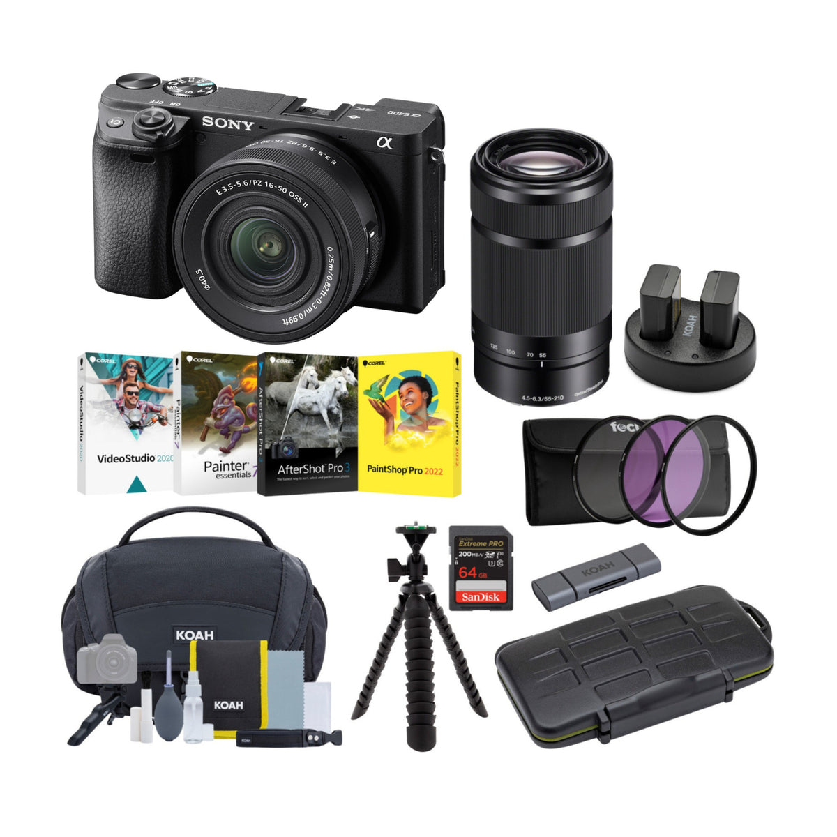 Sony a6400 Mirrorless Camera with 16-50mm and 55-210mm Lens Bundle