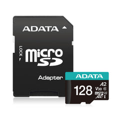 ADATA Premier Pro 128GB MicroSDXC/SDHC UHS-I V30 A2 Waterproof Memory Card with SD Adapter