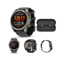Garmin Fenix 8 Pro 51mm AMOLED (Titanium/Black) GPS Smartwatch with Wireless Earbuds Bundle
