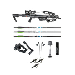 Killer Instinct Burner 415 Crossbow (Gray Camo) with Crank & Broadheads Bundle