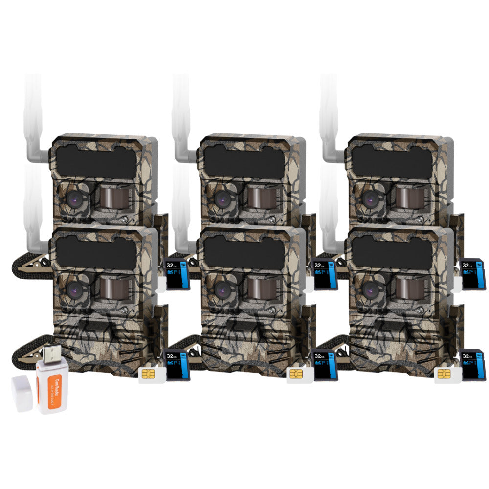 Yellowstone Y2 4G-LTE Wide Lens Cellular Trail Camera (6-Pack) Bundle with Card Reader