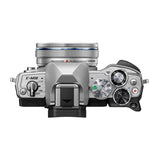 OM System OM-D E-M10 Mark IV Camera with 14-42mm EZ Lens (Silver) Bundle with 128GB Memory Card