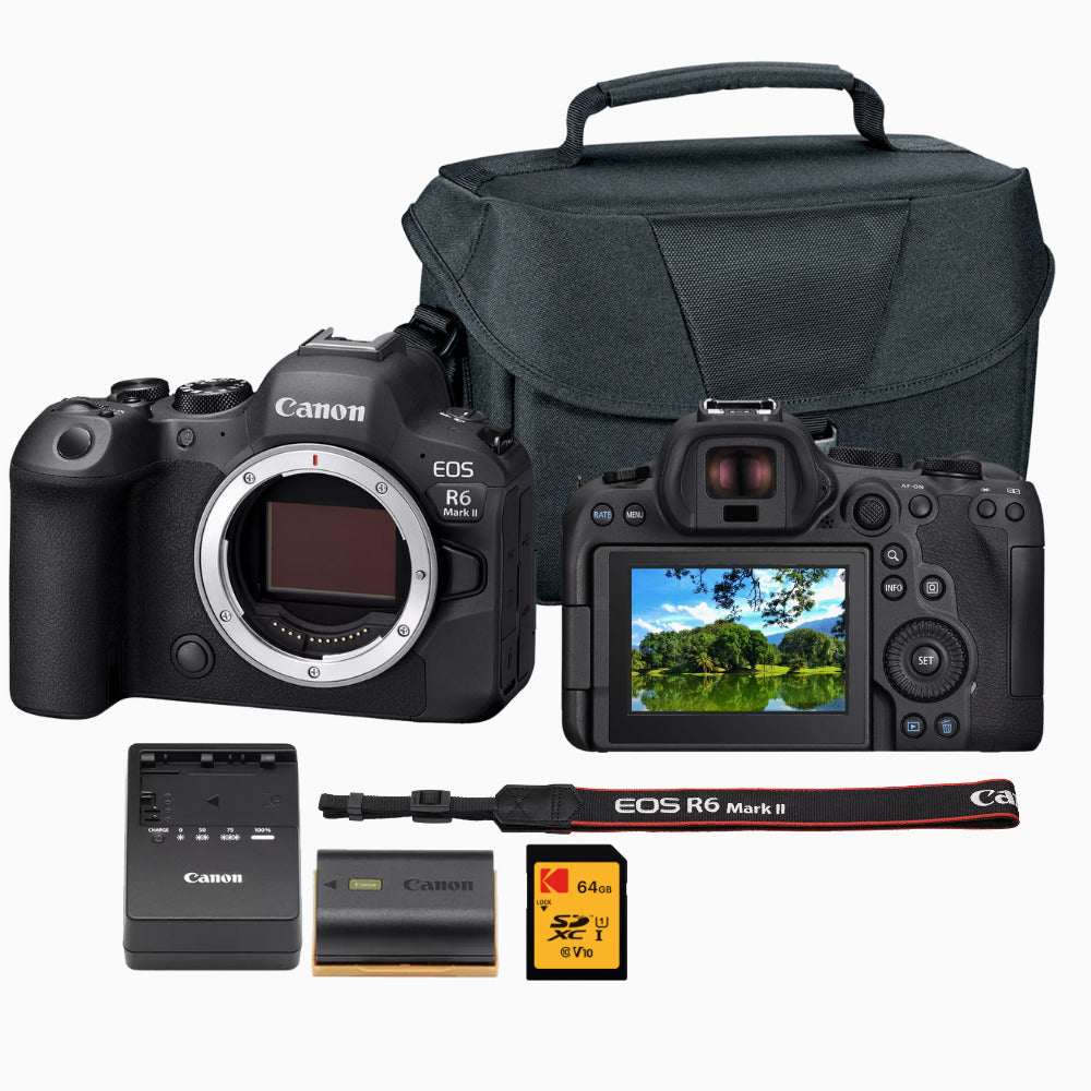 Canon EOS R6 Mark II Mirrorless Camera with Memory Card and Bag Bundle