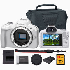 Canon EOS R50 Mirrorless Camera with Memory Card and Gadget Bag Bundle