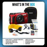 OM SYSTEM Tough TG-7 Digital Camera (Red) Bundle with 128GB Card, HDMI Cable & Accessories