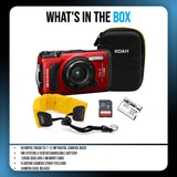 OM SYSTEM Tough TG-7 Digital Camera (Red) Bundle with 128GB Memory Card, Battery and Accessories