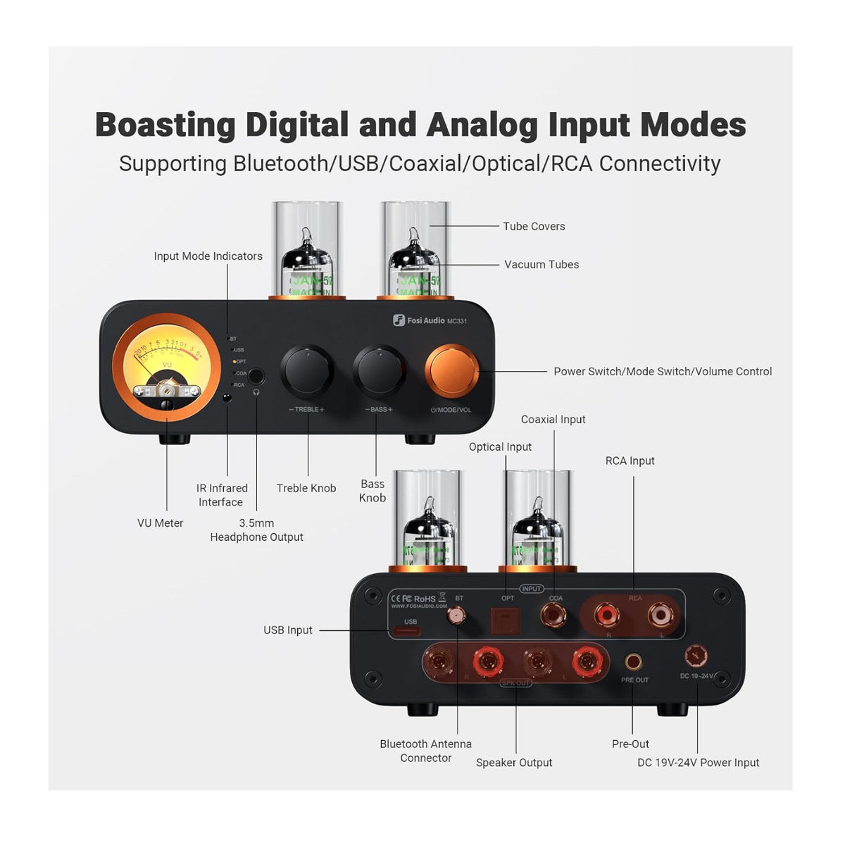 Fosi Audio MC331 Tube Integrated Amplifier with DAC