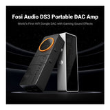 Fosi Audio DS3 Portable USB DAC Headphone Amplifier with Spatial Audio (Black)