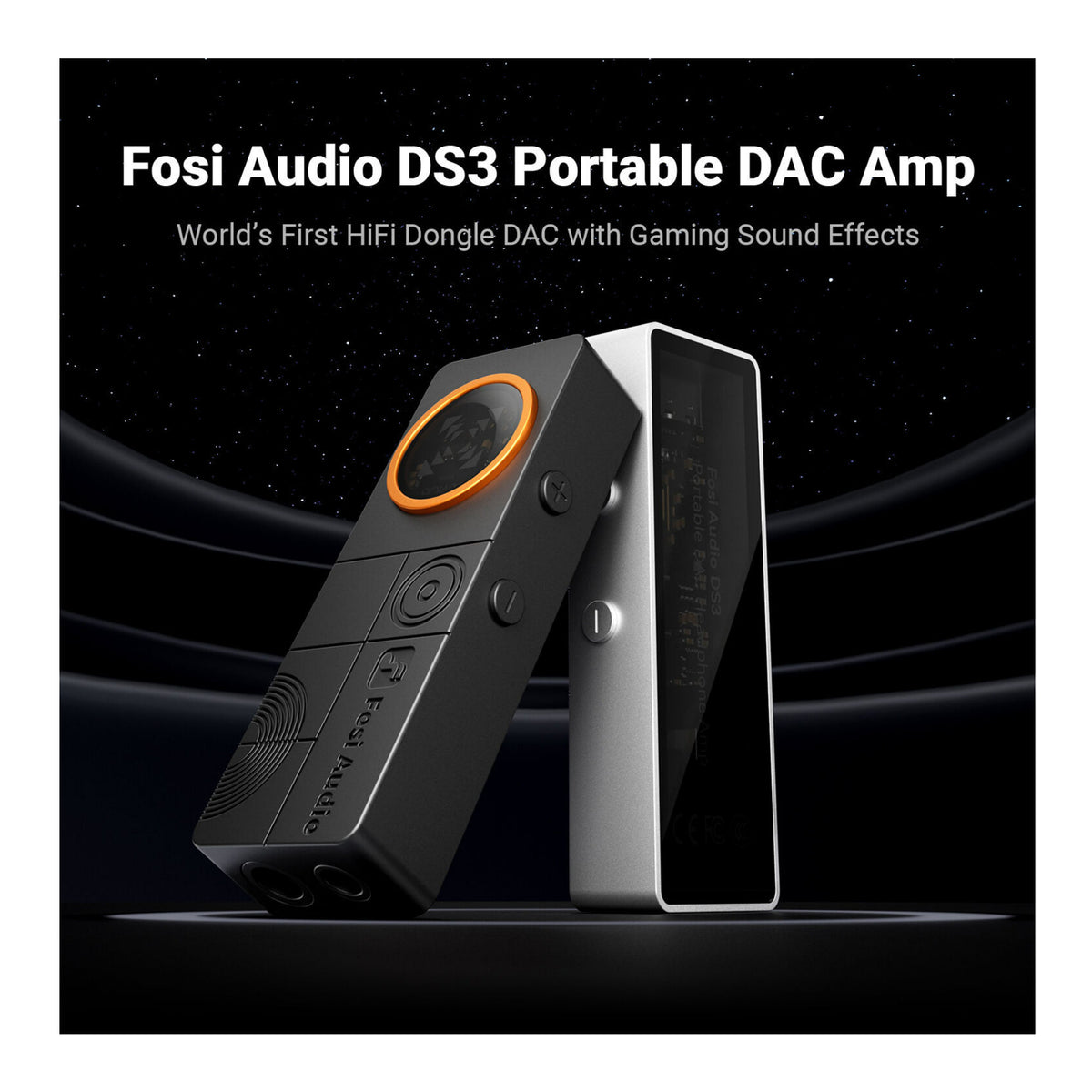 Fosi Audio DS3 Portable USB DAC Headphone Amplifier with Spatial Audio (Black) (Open Box)