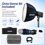 Amaran Ray 360c Full-Color COB Video Light (US) Bundle with 2' Octagonal Bowens Mount Softbox