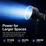 Amaran Ray 360c Full-Color COB Video Light (US) Bundle with 2' Octagonal Bowens Mount Softbox