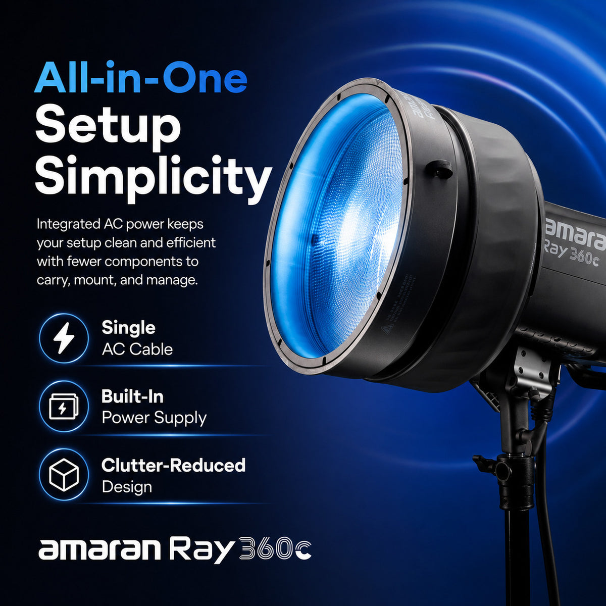 Amaran Ray 360c Full-Color COB Video Light (US) Bundle with 2' Octagonal Bowens Mount Softbox