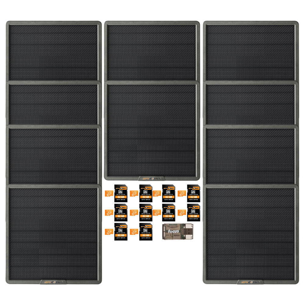 Spypoint 10-Watt Solar Panel for Trail Camera (10-Pack) Bundle with 32GB Memory Card and Reader