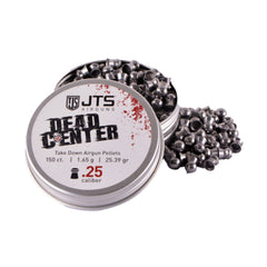 JTS Dead Center Precision .25cal. 1.65g Domed Head Pellets with Screw-on Lid (150-Count Tin)