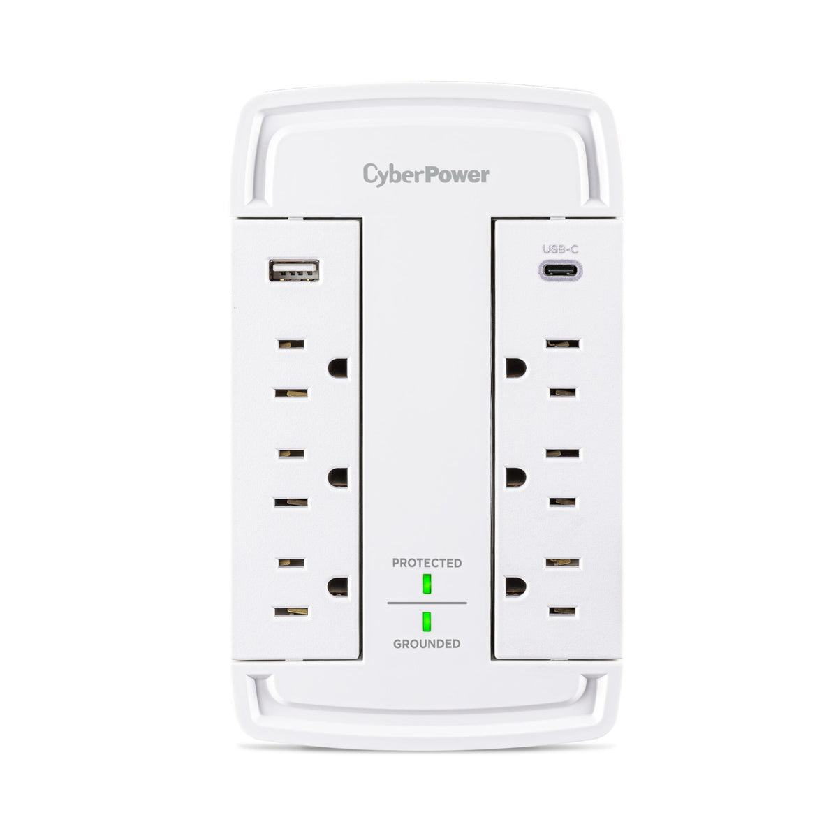 CyberPower CSP6WSUC 2400J Surge Protector with 6 Swivel Outlets & 2 USB Charging Ports