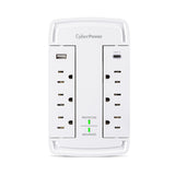 CyberPower CSP6WSUC 2400J Surge Protector with 6 Swivel Outlets & 2 USB Charging Ports