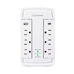 CyberPower CSP6WSUC 2400J Surge Protector with 6 Swivel Outlets & 2 USB Charging Ports