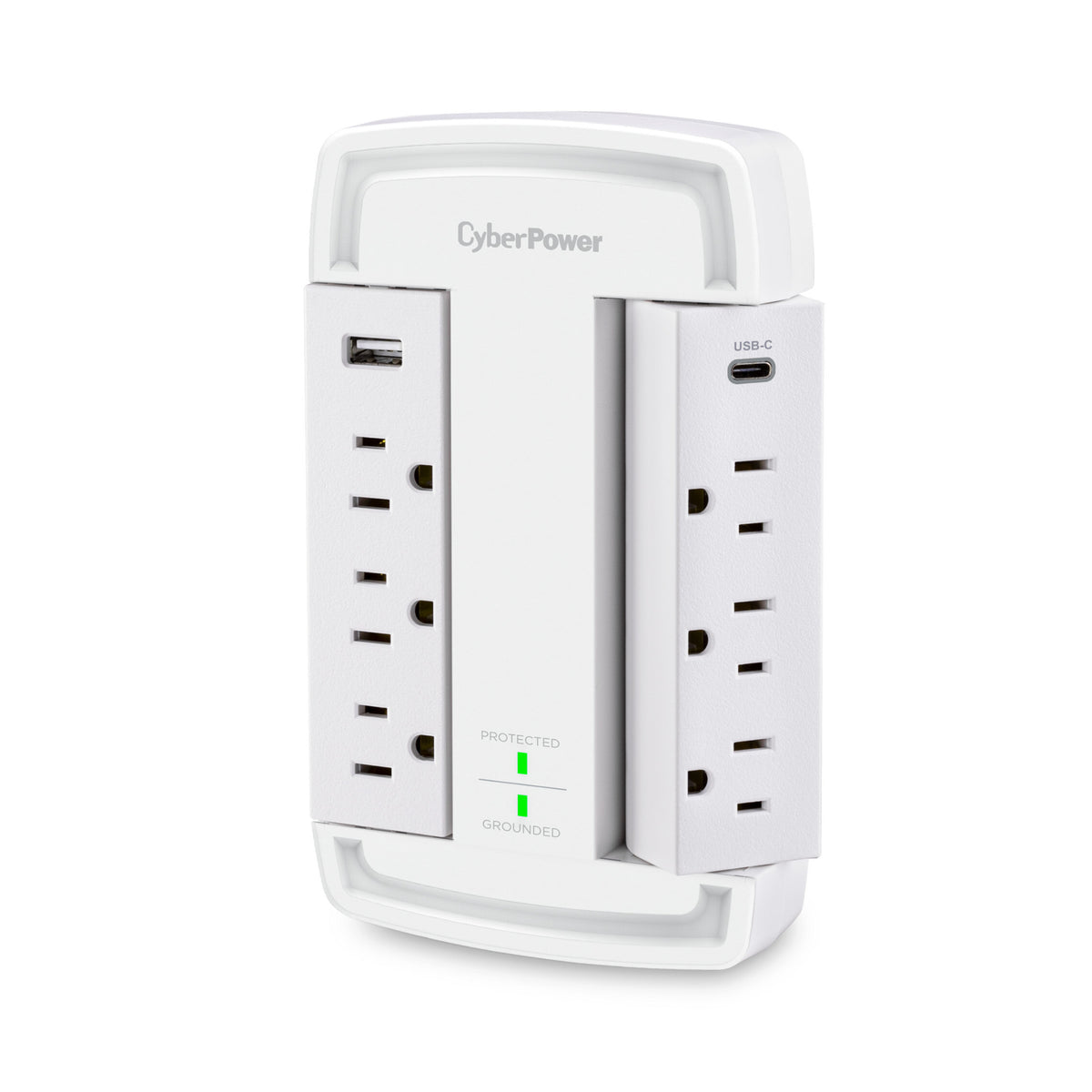 CyberPower CSP6WSUC 2400J Surge Protector with 6 Swivel Outlets & 2 USB Charging Ports