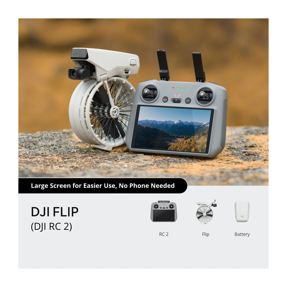 DJI Flip Camera Drone Bundle with RC 2 Controller, Carrying Bag and Landing Pad (Open Box)