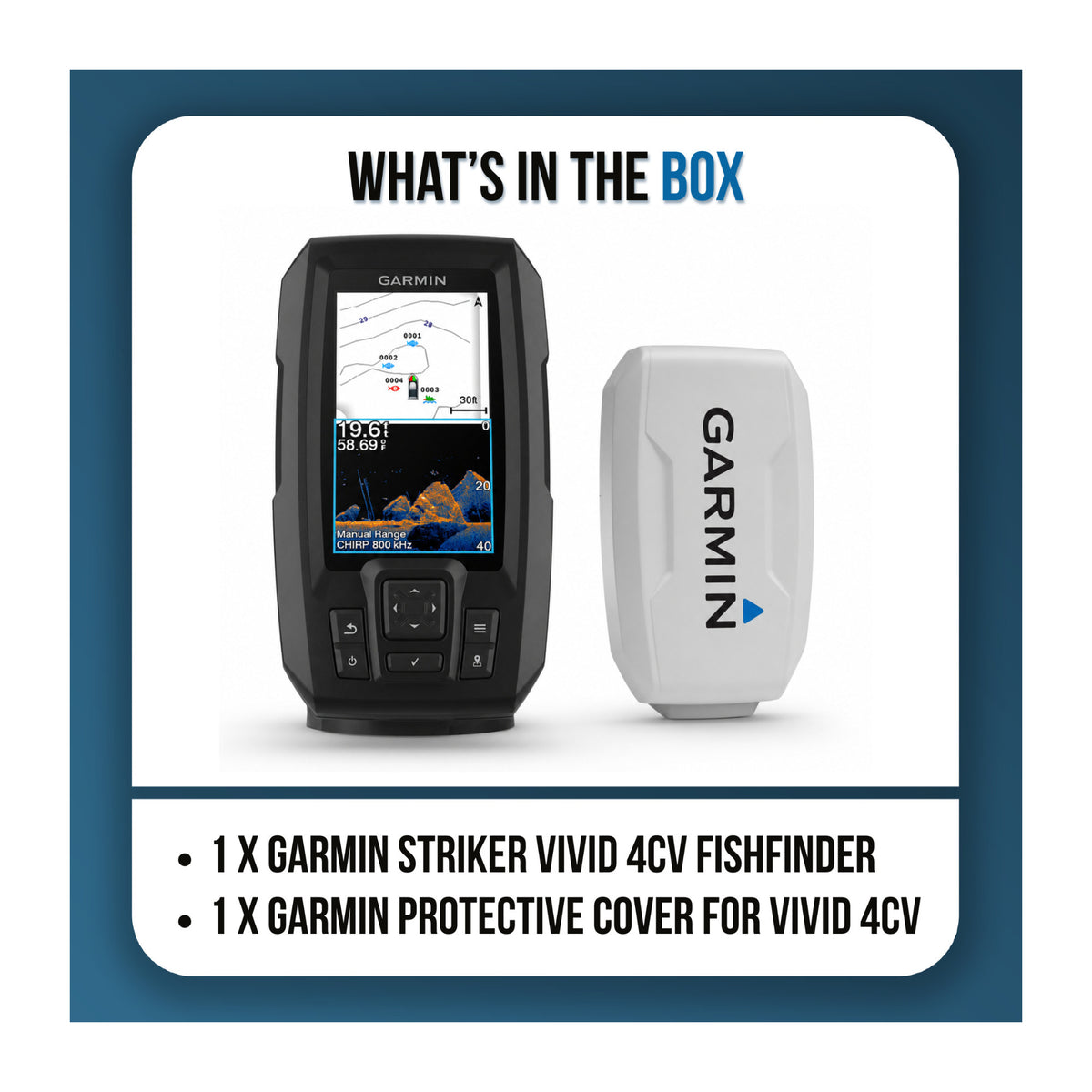 Garmin STRIKER Vivid 4cv GPS Fishfinder Bundle with GT20-TM Transducer and Protective Display Cover