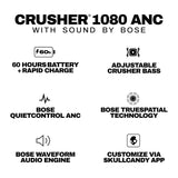 Skullcandy Crusher 1080 ANC Wireless Bluetooth Over-Ear Headphones (Cement) (Open Box)