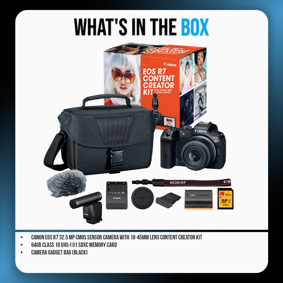 Canon EOS R7 Mirrorless Camera with 18-45mm Lens Content Creator Bundle