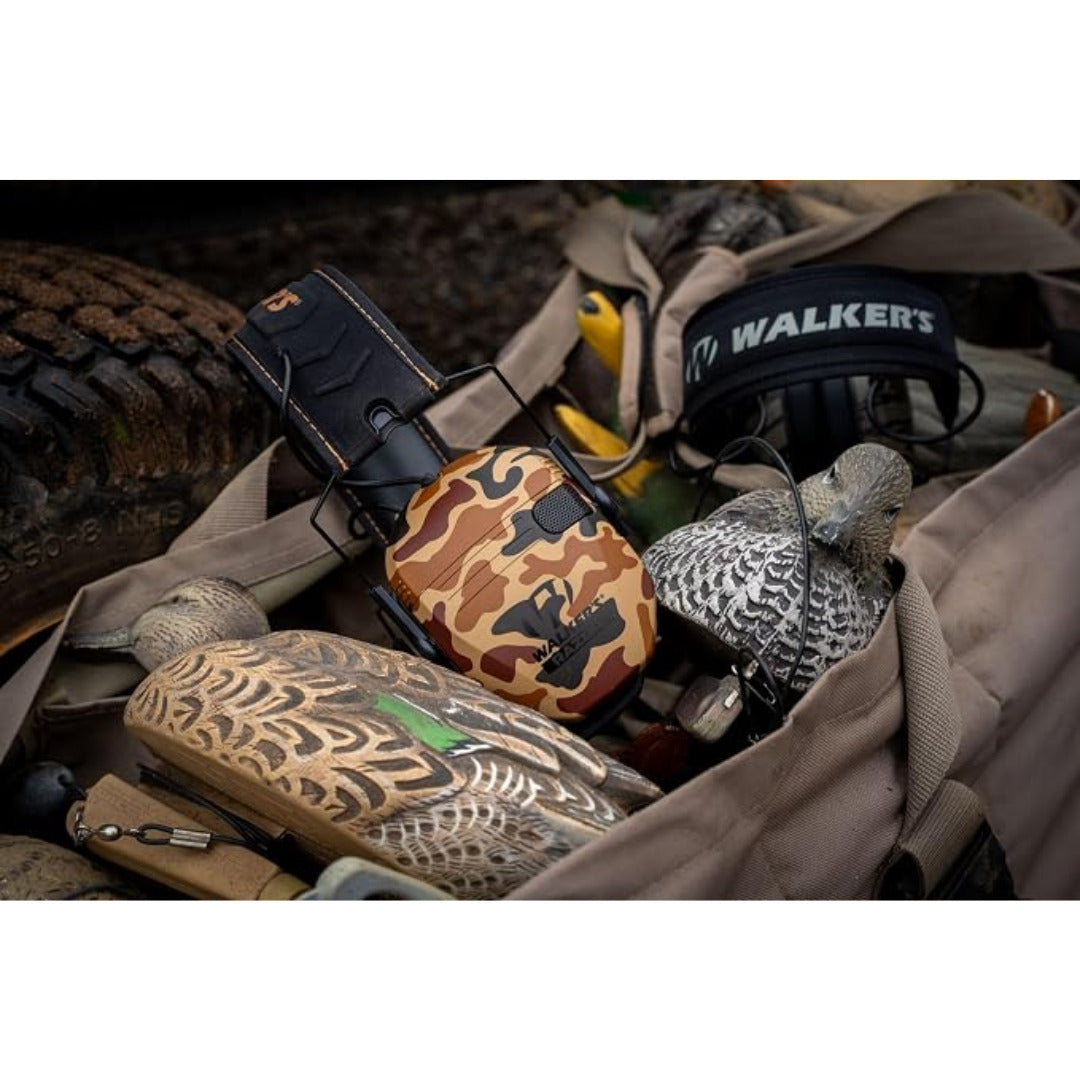 Walker's Razor Slim Electronic Earmuffs (Frog Camo Khaki), 23 dB NRR