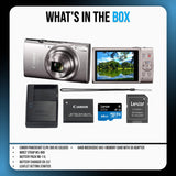 Canon PowerShot ELPH 360 HS A 20.2MP FHD Digital Camera (Silver) with Memory Card Bundle