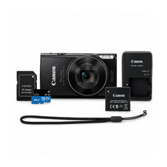 Canon PowerShot ELPH 360 HS A Black Digital Camera Bundle with High-Performance 64GB Memory Card