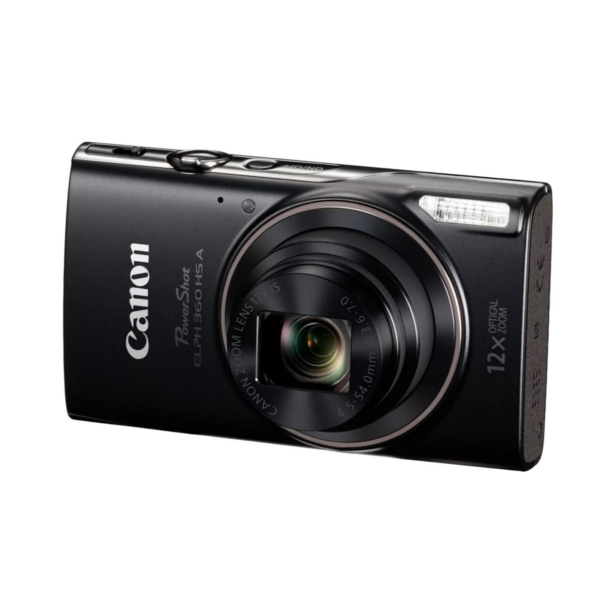 Canon PowerShot ELPH 360 HS A Black Digital Camera Bundle with High-Performance 64GB Memory Card