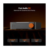 Fosi Audio S3 Balanced HiFi Streamer/DAC/Preamp with PCM Playback Support and Subwoofer Output