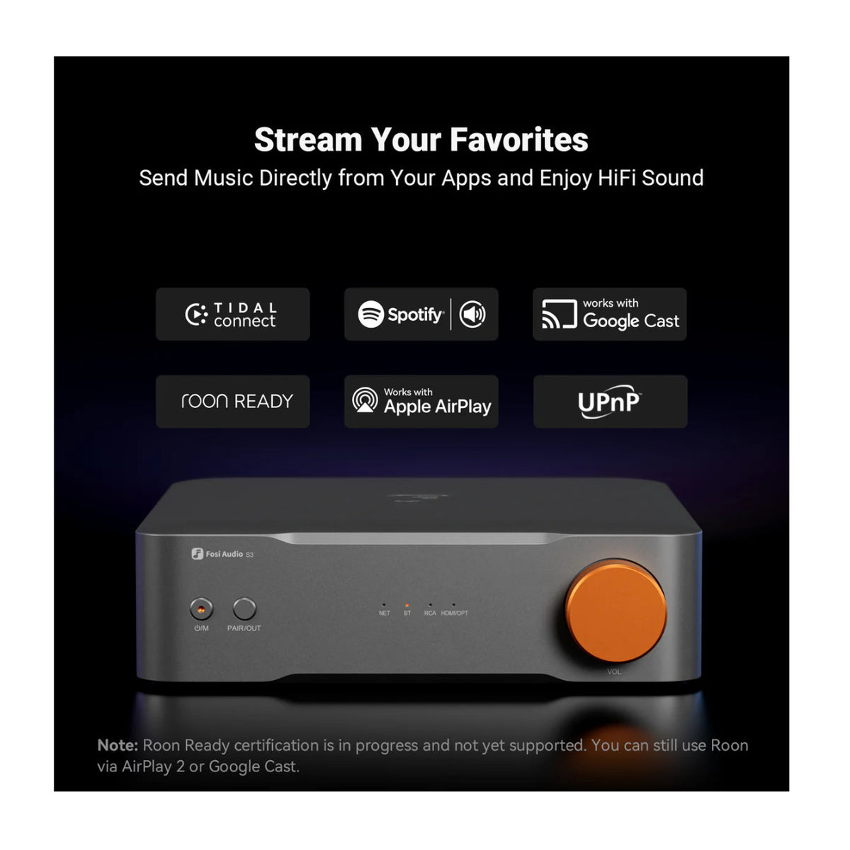 Fosi Audio S3 Balanced HiFi Streamer/DAC/Preamp with PCM Playback Support and Subwoofer Output
