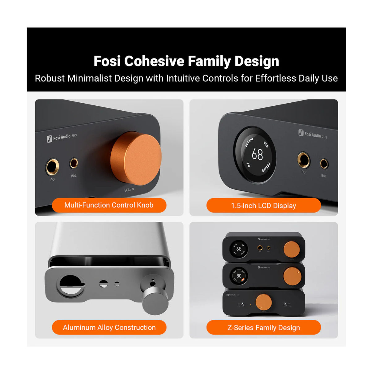 Fosi Audio ZH3 Fully Balanced Preamp DAC and Headphone Amplifier with 6 Selectable Digital Filters