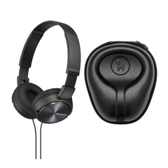 Sony MDR-ZX310AP ZX Series Stereo Headset (Black) with Headphone Case Bundle