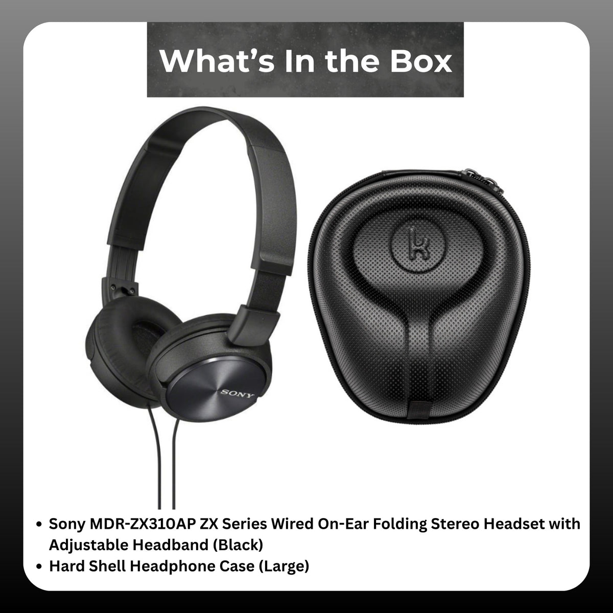 Sony MDR-ZX310AP ZX Series Stereo Headset (Black) with Headphone Case Bundle