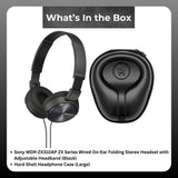 Sony MDR-ZX310AP ZX Series Stereo Headset (Black) with Headphone Case Bundle