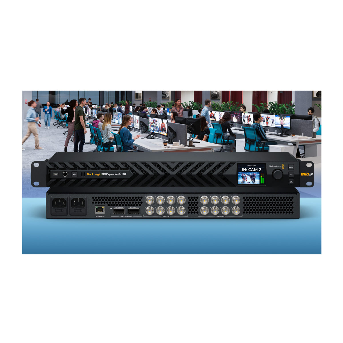 Blackmagic Design SDI Expander 8x12G 1RU Bidirectional IP Converter with Integrated 2.2-inch Display