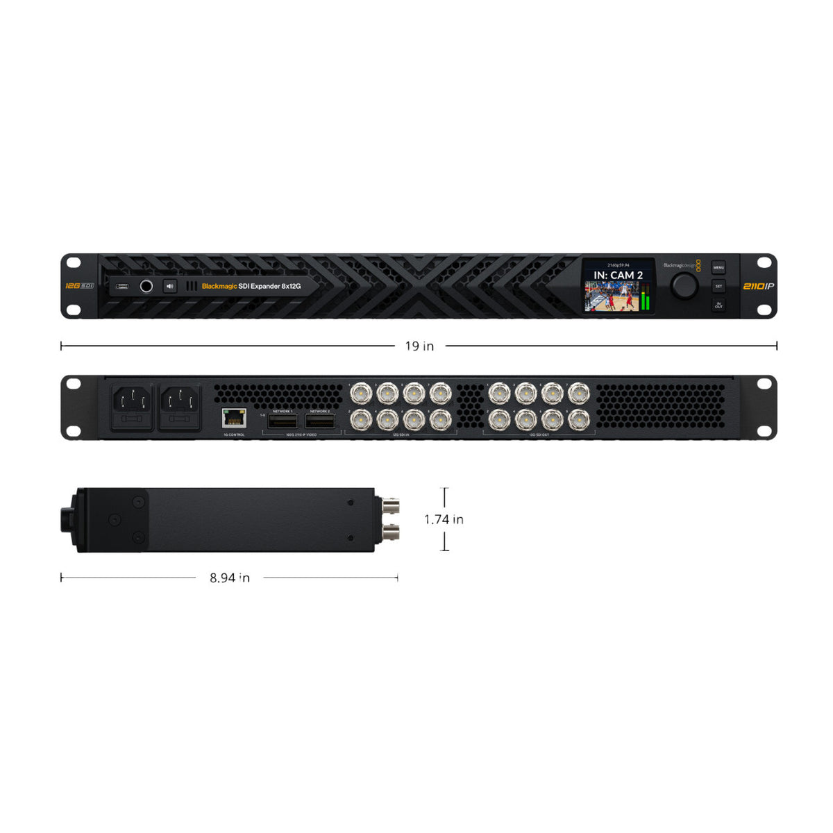 Blackmagic Design SDI Expander 8x12G 1RU Bidirectional IP Converter with Integrated 2.2-inch Display