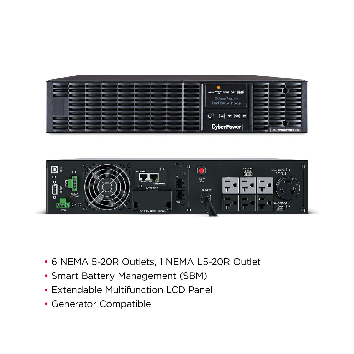 CyberPower 2200VA/1800W Smart App Online Rack/Tower UPS with Network Card