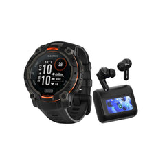 Garmin Instinct 3 50mm Solar GPS Smartwatch (Black/Charcoal) Bundle with Wireless Earbuds